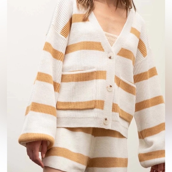 Moon River Sweaters - Moon River Striped Lounge Sweater
